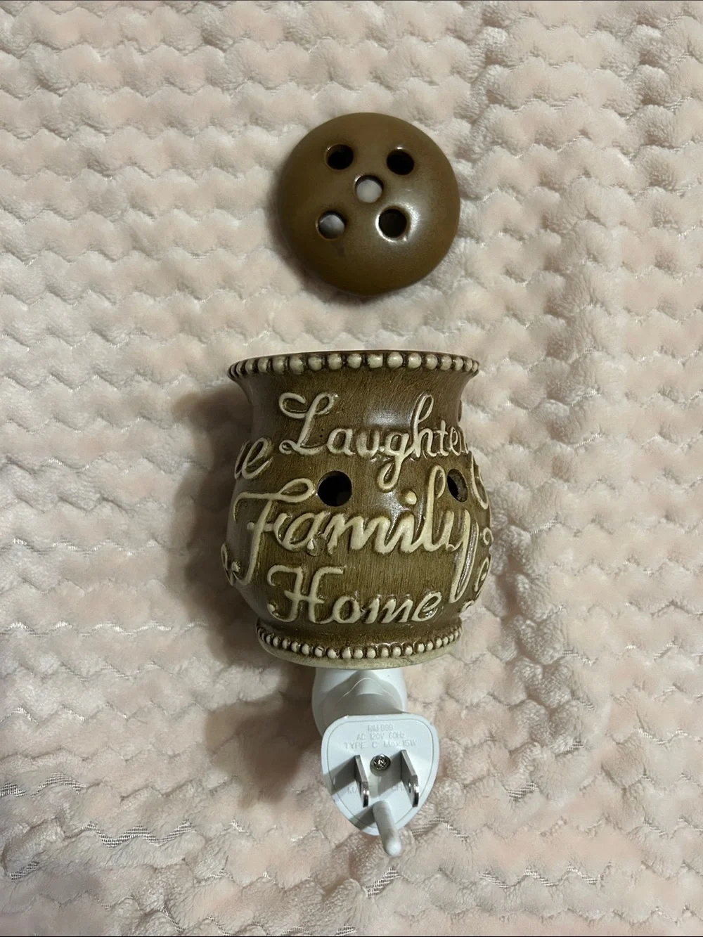 Brown & Cream Ceramic Plug-In Warmer with Scripted Words